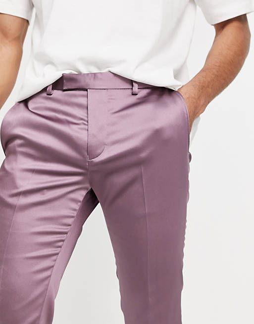 Suits Twisted Tailor suit trousers in mauve satin 