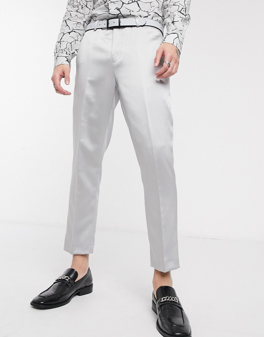 Twisted Tailor suit trousers in silver