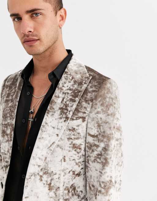 Silver velvet sale blazer mens