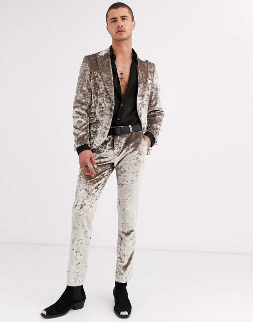 Men's Skinny Crushed Velvet Suit Jacket