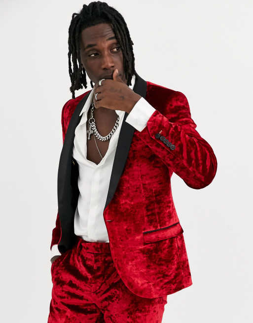 Red velvet suit jacket