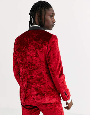 crushed red velvet suit