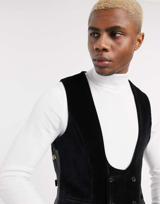 Velvet waistcoat clearance black