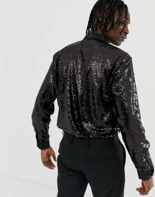 Regular Fit Sequined shirt - Black - Men