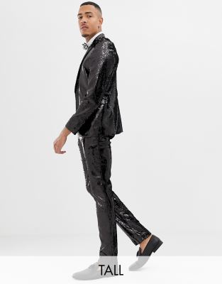 black sequin trouser suit