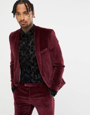 burgundy velour suit
