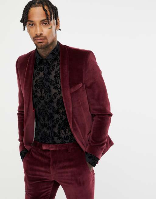 Burgundy suede sale suit jacket