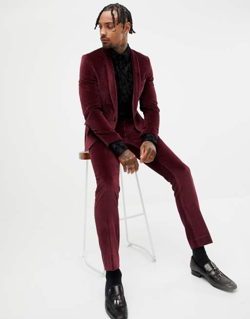 Maroon velvet best sale suit jacket