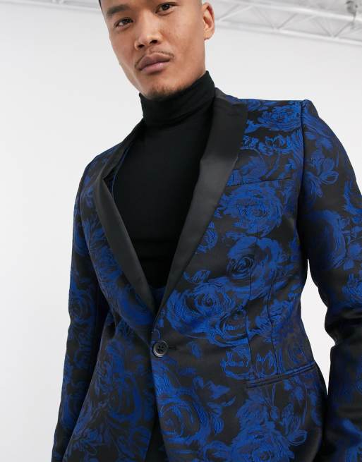 Navy floral suit outlet jacket