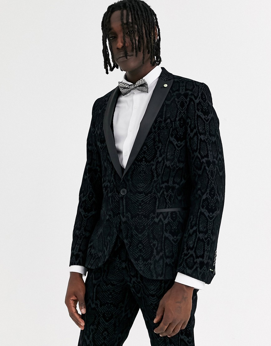 Twisted Tailor - super skinny suit jakke i grå slange velour