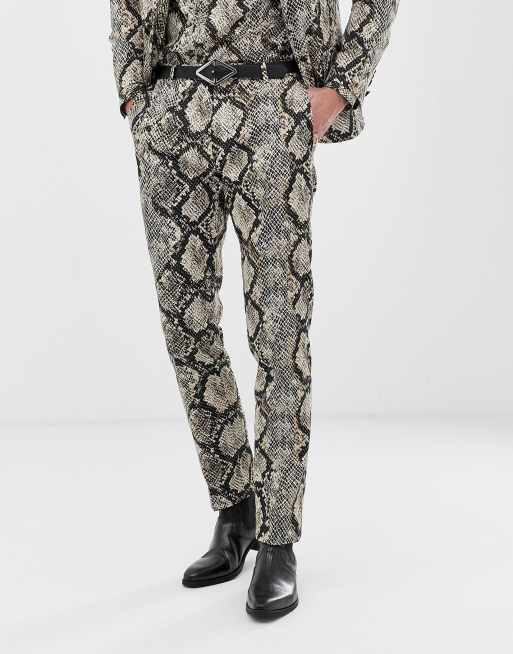 snake print trouser suit