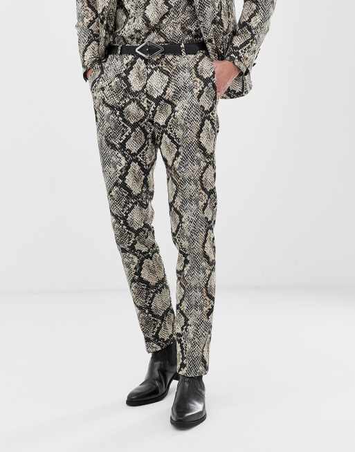 Twisted Tailor super skinny suit trouser in snake print