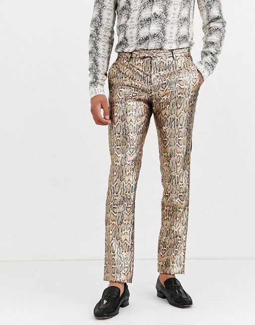 Twisted Tailor super skinny trousers in metallic leopard print