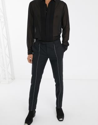 black tailored skinny trousers