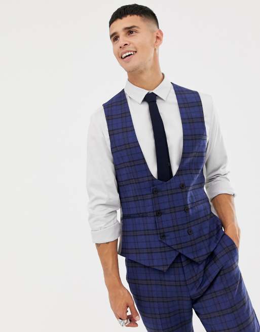 Blue tartan outlet waistcoat