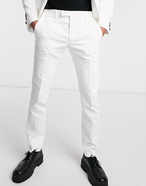Twisted Tailor super skinny wedding suit trousers in white