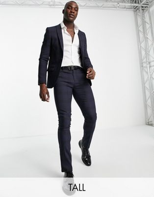 Twisted Tailor Anderson Tall skinny suit pants in navy check - ASOS Price Checker