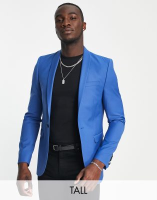 TWISTED TAILOR TALL ELLROY SKINNY FIT SUIT JACKET IN BLUE