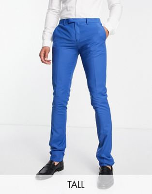 Twisted Tailor Tall Ellroy skinny fit suit trousers in blue - ASOS Price Checker