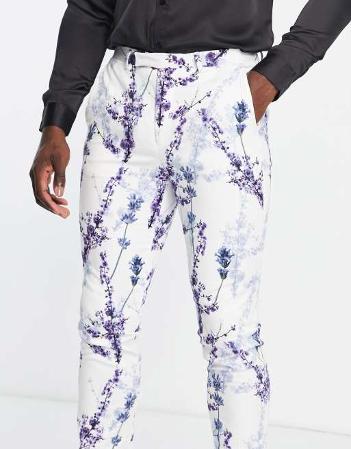 Twisted Tailor Tall - Lavadino - Pantaloni eleganti skinny bianchi a fiori, 4 di 4