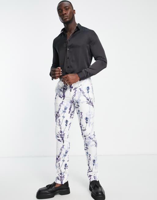 Twisted Tailor Tall - Lavadino - Skinny fit nette broek in wit met bloemenprint, 3 van 4
