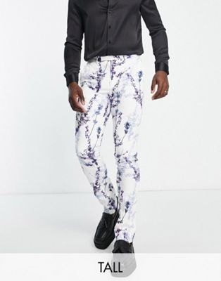 Twisted Tailor Tall lavadino skinny fit smart trousers in white with floral print - ASOS Price Checker