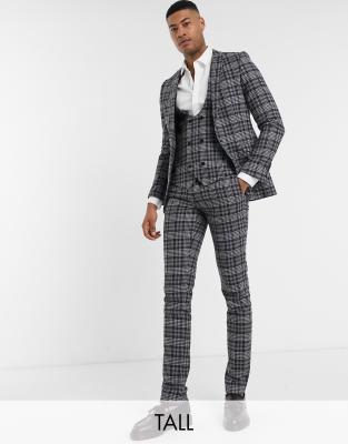 Twisted Tailor TALL suit trousers in grey check Grey