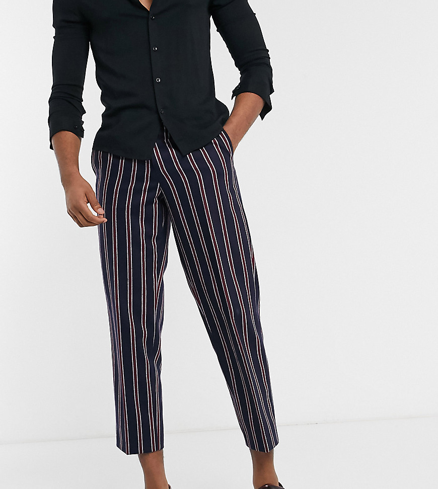Twisted Tailor TALL- Pantaloni blu navy con righe rosse