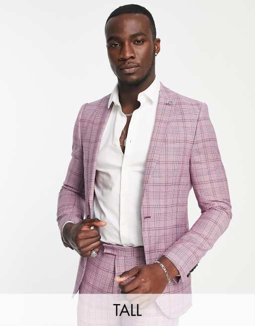 Twisted Tailor Tall - Suchet - Habitjakke med lilla tern i skinny fit