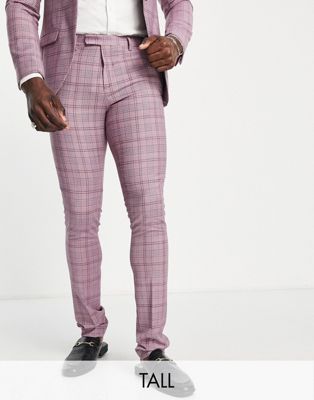 Twisted Tailor Tall suchet skinny fit suit trousers in tonal purple check