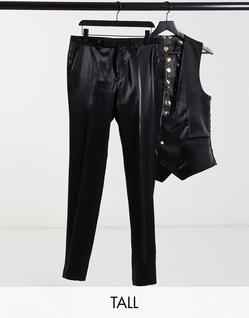 Twisted Tailor TALL suit pants in high shine black