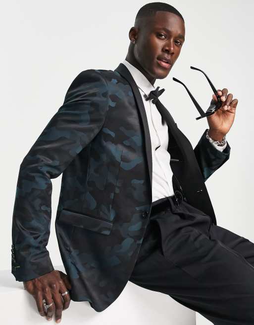 Black camo 2025 suit jacket