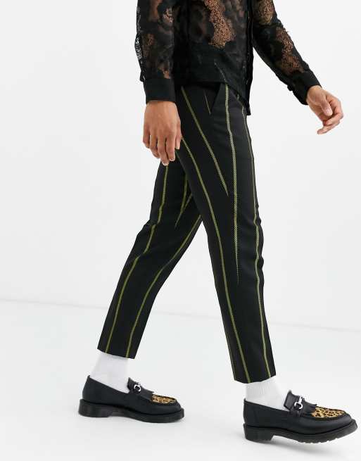 Black and yellow striped hot sale trousers