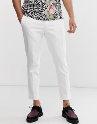 white tailored cropped trousers