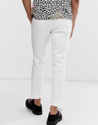 white tailored cropped trousers