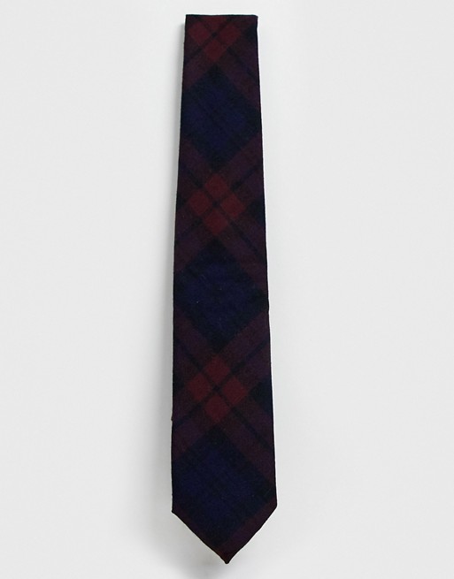Twisted Tailor tie in burgundy check