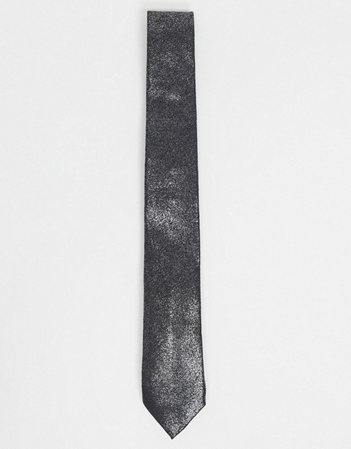 Twisted Tailor tie in distressed silver foil