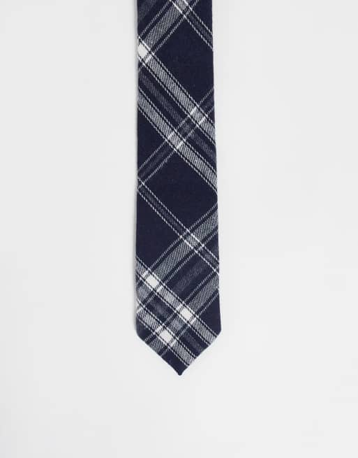 Twisted Tailor tie in navy with oversized white check