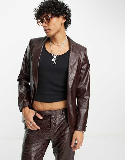 Twisted Tailor trinity suit jacket in burgundy