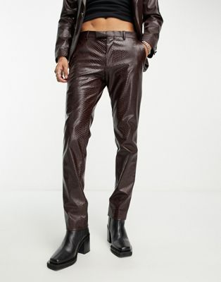 Twisted Tailor trinity suit trousers in burgundy