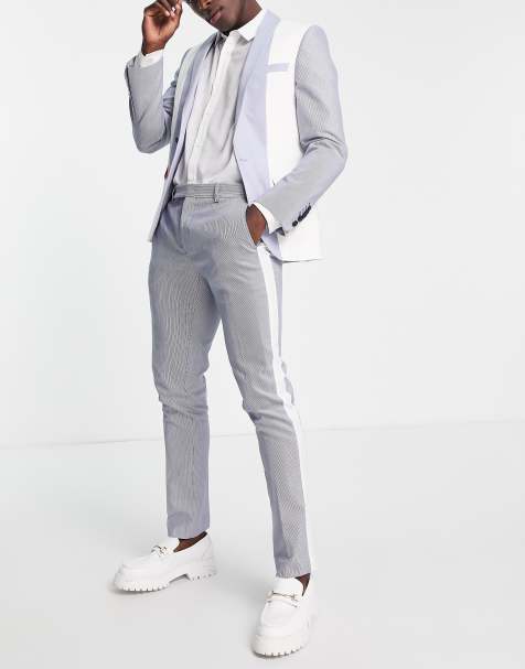 Twisted Tailor - Triptych - Skinny-fit pantalon met gestreepte panelen in wit en blauw - view 1
