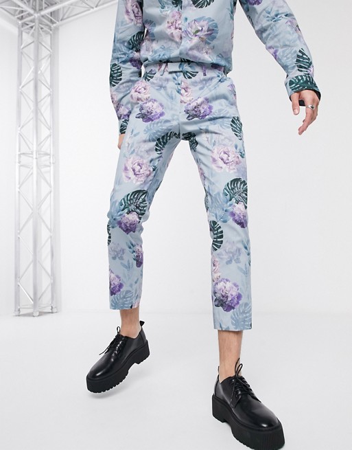 Twisted Tailor trousers in blue floral print