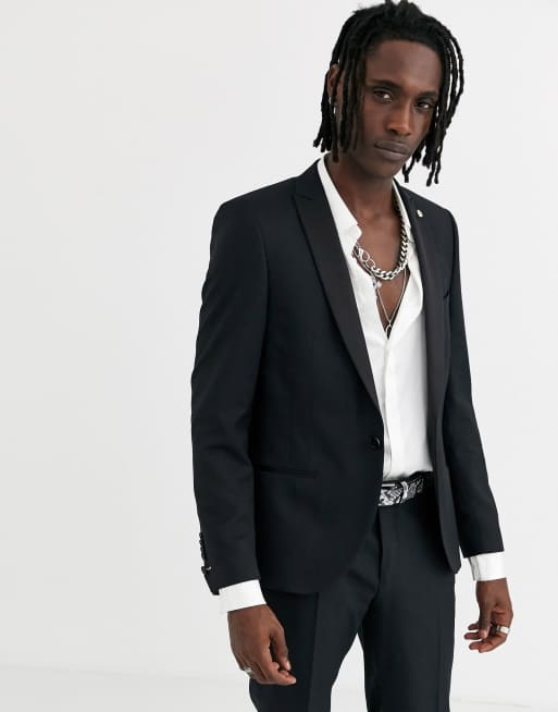 Twisted Tailor tuxedo jacket in black ASOS