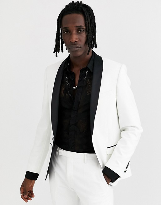 Twisted Tailor tuxedo jacket in white