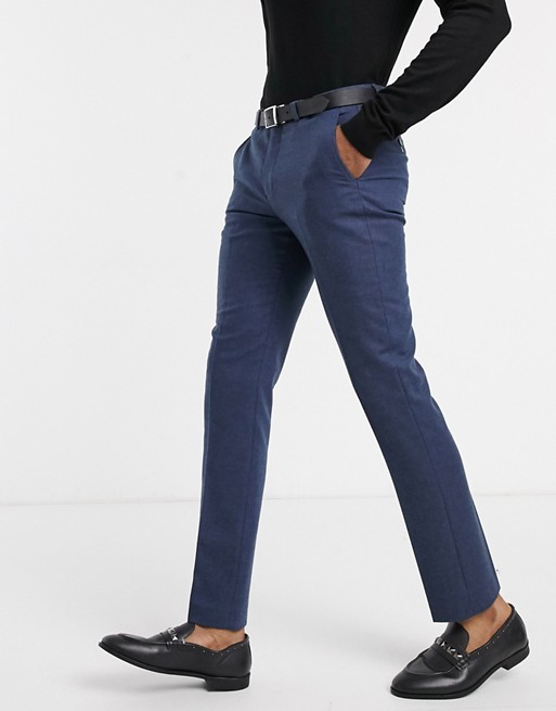 Twisted Tailor tweed suit trousers in navy