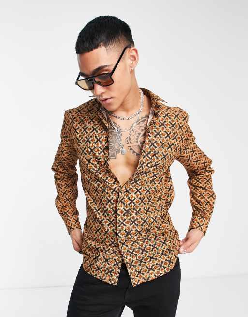 Twisted Tailor - Varane - Camicia marrone incrociata