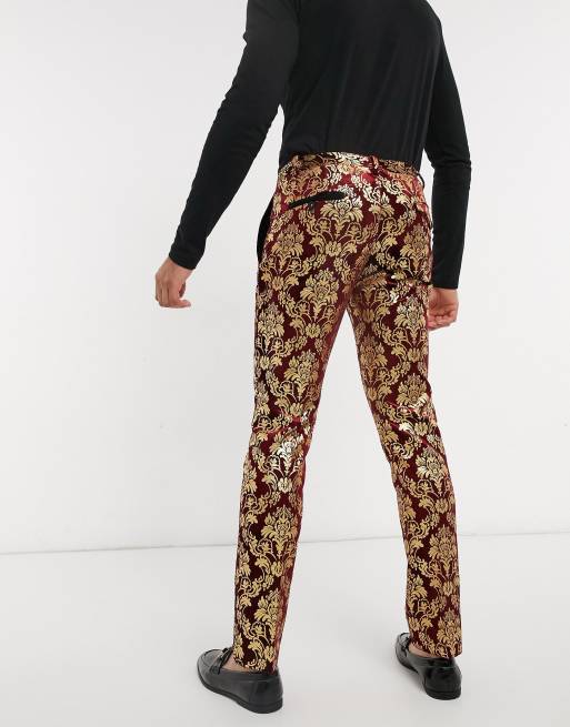 baroque-pattern print trousers