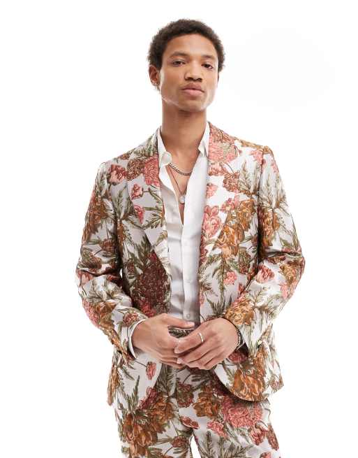 Twisted Tailor - Veste de costume ajustée en jacquard fleuri - Multicolore