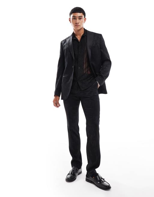 Twisted Tailor - Veste de costume d'ensemble à fleurs - Noir, 3 de 5
