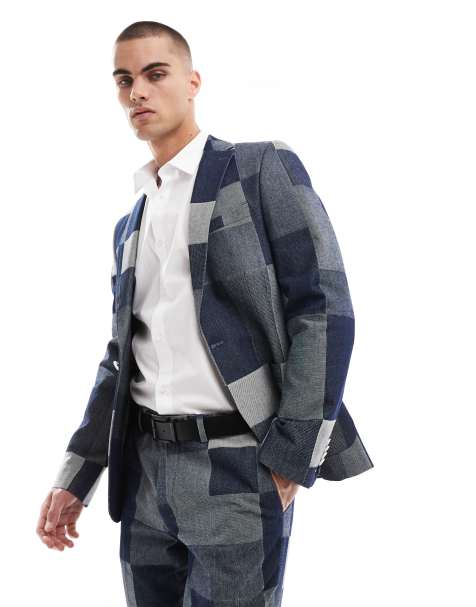 Twisted Tailor - Veste d'ensemble de costume en jean style patchwork - view 1